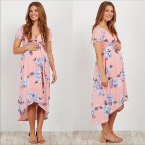 NEW Pastel Pink Floral Short Sleeve Wrap Dress